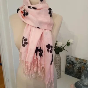 Sjal med tassar, rosa varmare