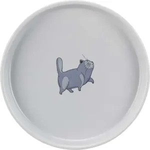 Skål Fat-Cat låg/bred, keramik, 0.6 l/ø 23 cm, grå