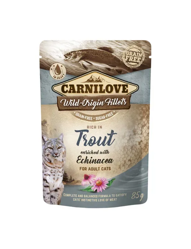 Snabb frakt Adult Pouches med Forell Våtfoder för Katt – 24 st x 85 g