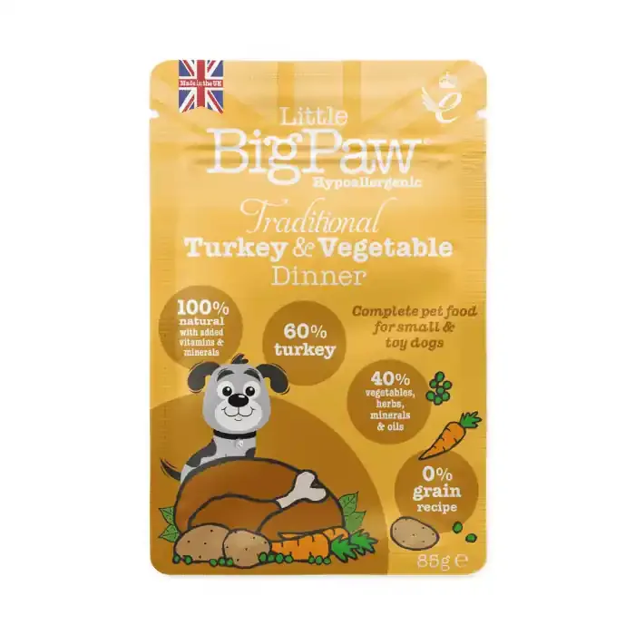 Snabb frakt Little BigPaw Traditional Turkey & Vegetable Dinner 12x85g