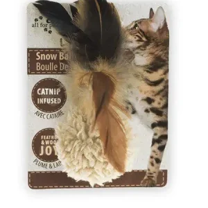 Snöboll Med Fjäder & Catnip 5cm