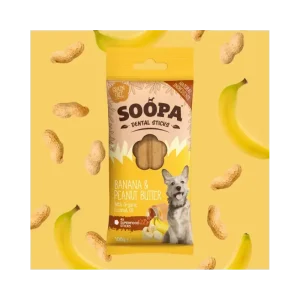 Soopa Dental Sticks Banan & Jordnötssmör – 100 G