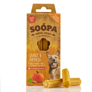 Soopa Dental Sticks med pumpa och morot hundgodis (100 g)