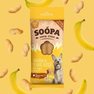Soopa – Tuggpinnar | Banan & Jordnötssmör (4-pack)