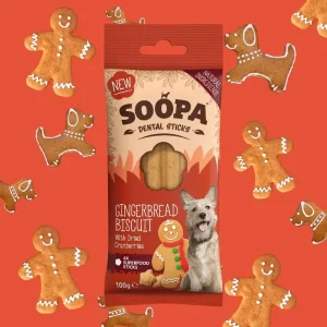 Soopa – Tuggpinnar | Gingerbread Biscuit – Ingerfära & Tranbär (4-pack)