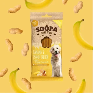 Soopa – Tuggpinnar JUMBO | Banan & Jordnötssmör (2-pack)