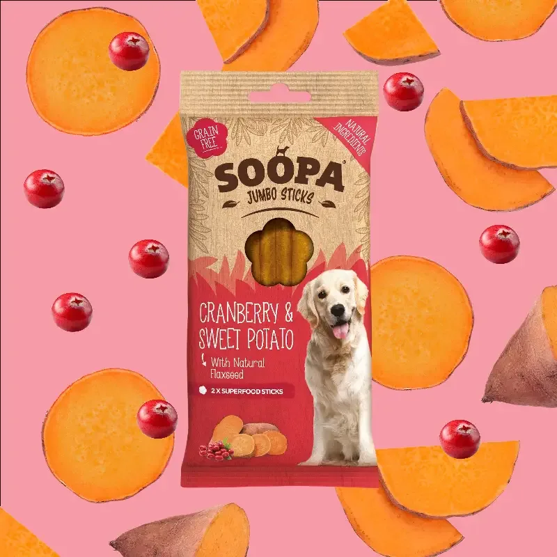 Soopa – Tuggpinnar JUMBO | Tranbär & Sötpotatis (2-pack)