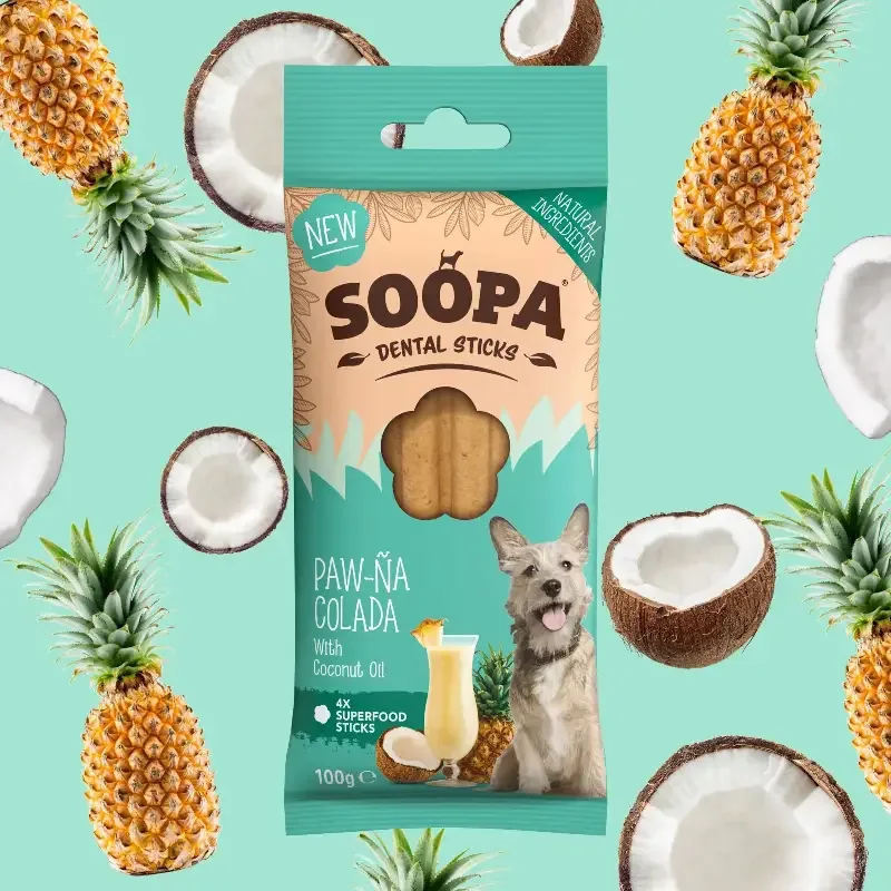 Soopa – Tuggpinnar | Paw-Na Colada – Kokos & Ananas (4-pack)