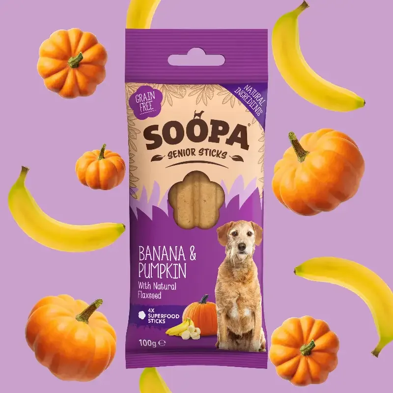 Soopa – Tuggpinnar SENIOR | Banan och Pumpa (4-pack)