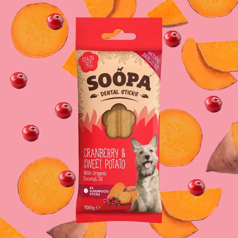 Soopa – Tuggpinnar | Tranbär & Sötpotatis (4-pack)