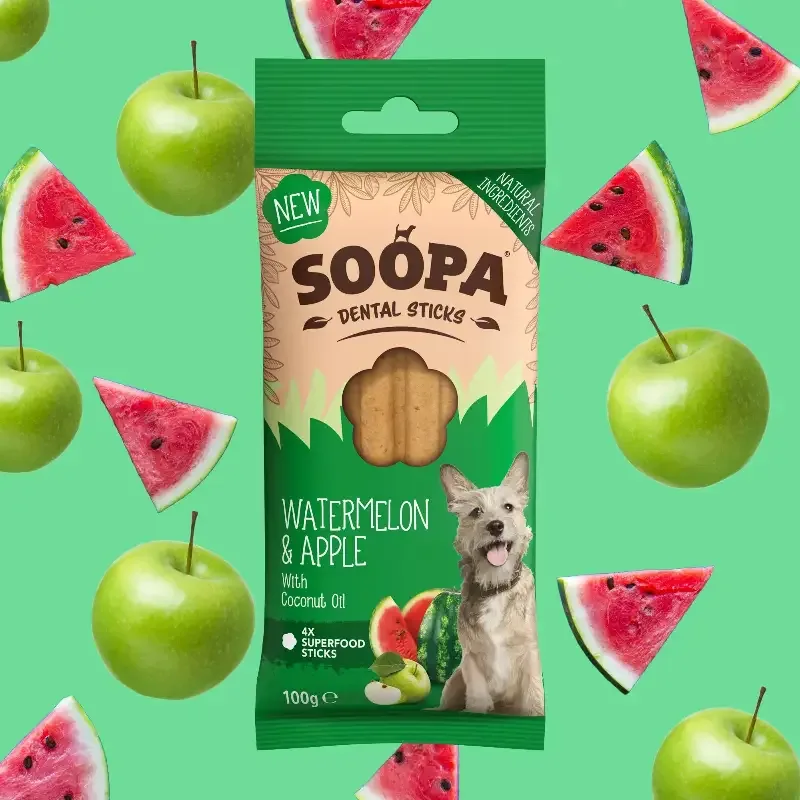 Soopa – Tuggpinnar | Vattenmelon & Äpple (4-pack)