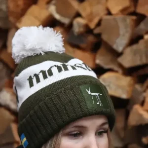 Stickad mössa med tofs Monster Green