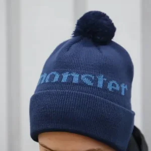 Stickad mössa med tofs Monster Navy