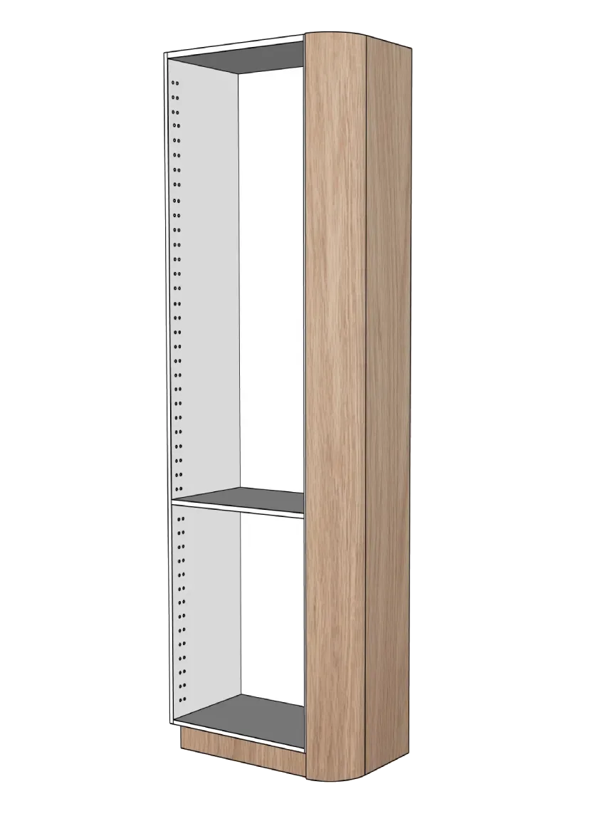 Täcksida i ek för högskåp, rundade hörn- 39,8×248 cm