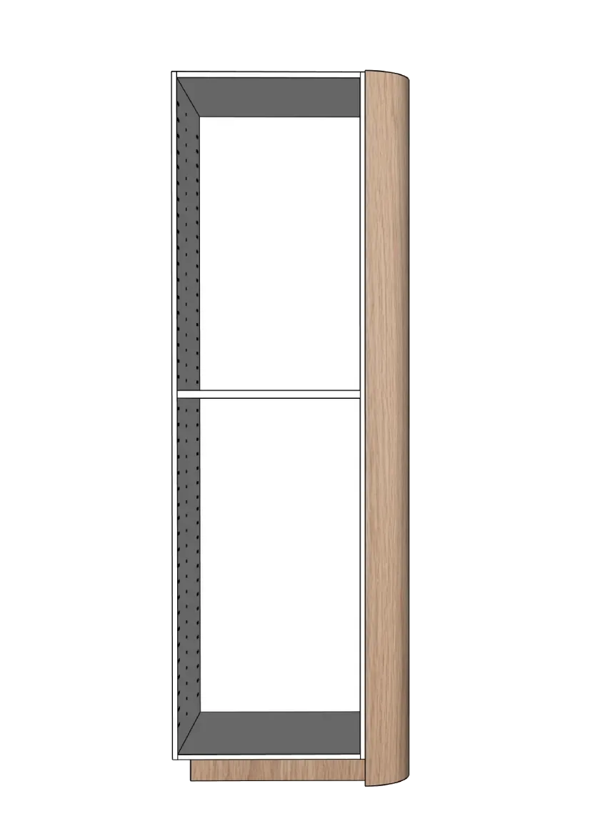 Täcksida i ek för högskåp, rundade hörn – 62,2×228 cm