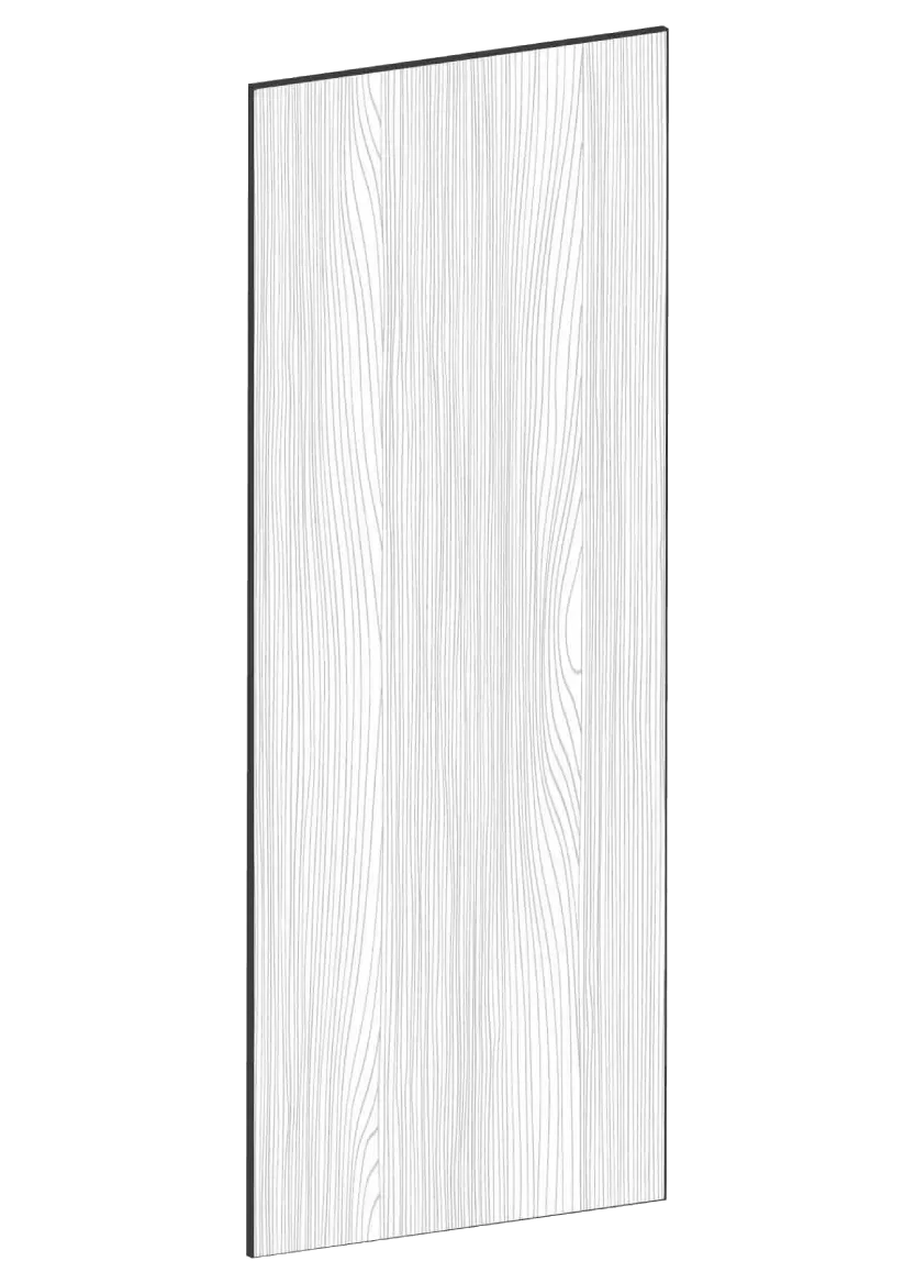 Täcksida i ek, för väggskåp – 39,8×120 cm