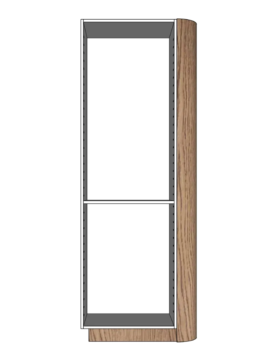 Täcksida i mörk ek, rundat hörn för högskåp – 39,8 x 208 cm
