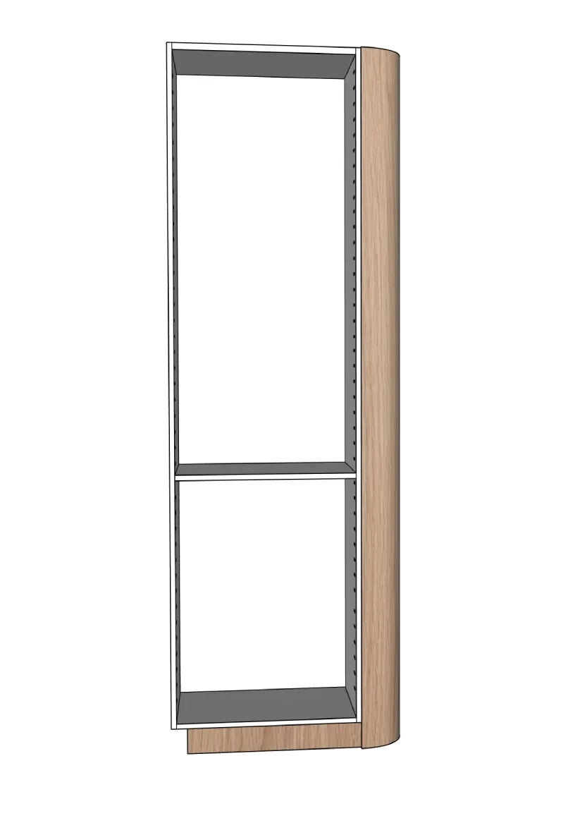 Täcksida i mörk ek, rundat hörn för högskåp – 39,8 x 228 cm