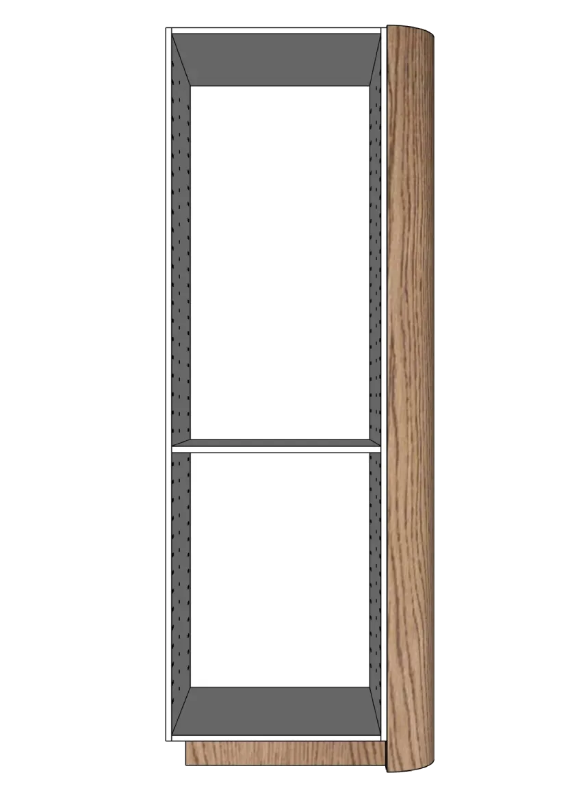 Täcksida i mörk ek, rundat hörn för högskåp – 62,2 x 208 cm