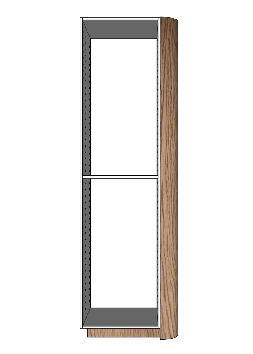 Täcksida i mörk ek, rundat hörn för högskåp – 62,2 x 248 cm