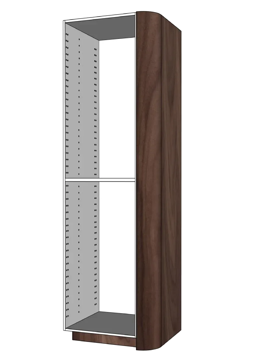 Täcksida i valnöt, med rundat hörn för högskåp – 62,2 x 248 cm