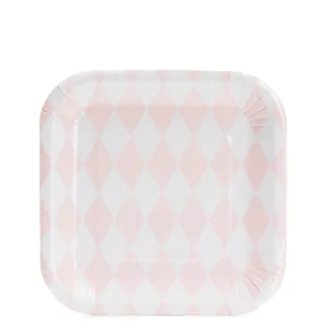 TALLRIK 18cm 12p fyrkantig Harlekin rosa kampanj*
