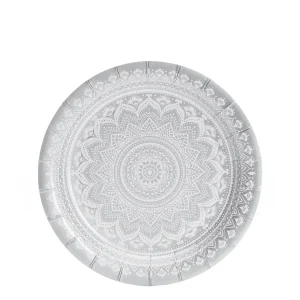 TALLRIK* 18cm 12p rund Party silver-metalic mandala plastic free