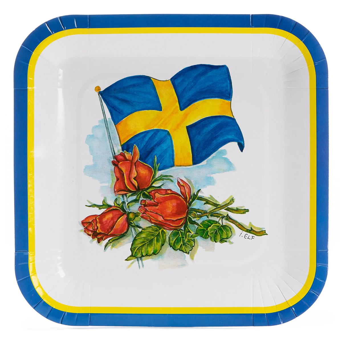 TALLRIK* 23cm 8p fyrkantig Flagga ros (Elf) plastic free