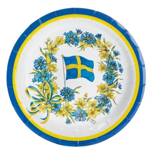 TALLRIK* 23cm 8p rund Flagga krans (Elf) plastic free