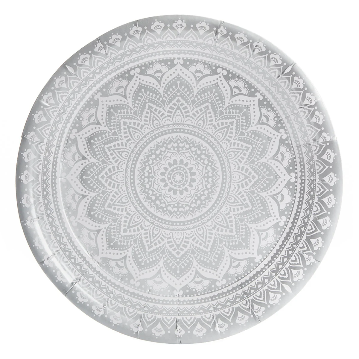 TALLRIK* 23cm 8p rund Party silver-metalic mandala plastic free - Image 2