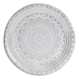 TALLRIK* 23cm 8p rund Party silver-metalic mandala plastic free