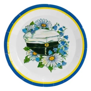 TALLRIK* 23cm 8p rund Studentmössa Blom (Elf) plastic free