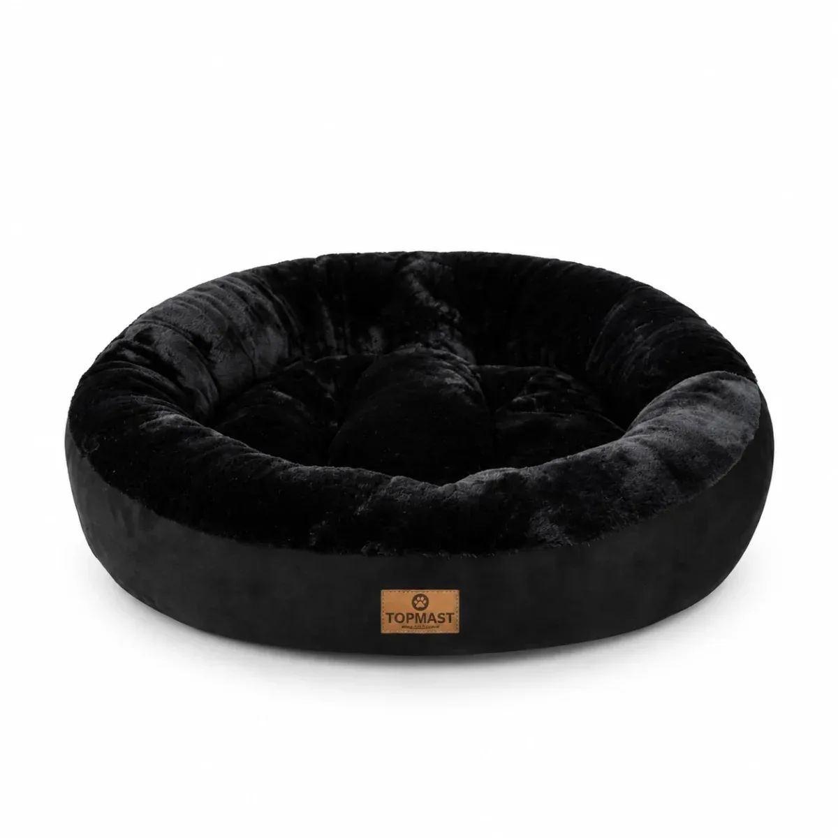 Topmast Comfort Donut – Mjuk Hundbädd i Velour – Svart