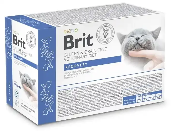 Trygg betalning Brit Pouch Recovery med lax 12 x 85 g för katter