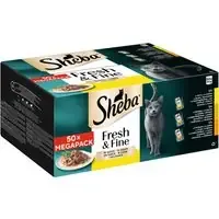 Trygg betalning Multipack Sheba Fresh & Fine portionspåsar 50 x 50 g – Med kyckling, fågel, kalkon i sås