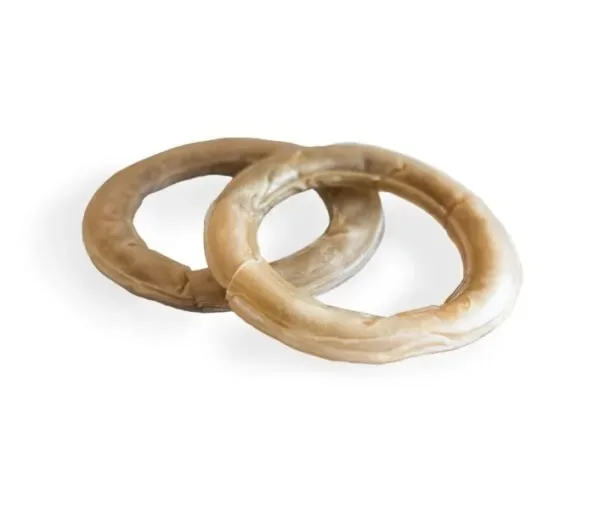 Tuggringar av Pressad Råhud 15cm 4-Pack Naturligt Hundtugg