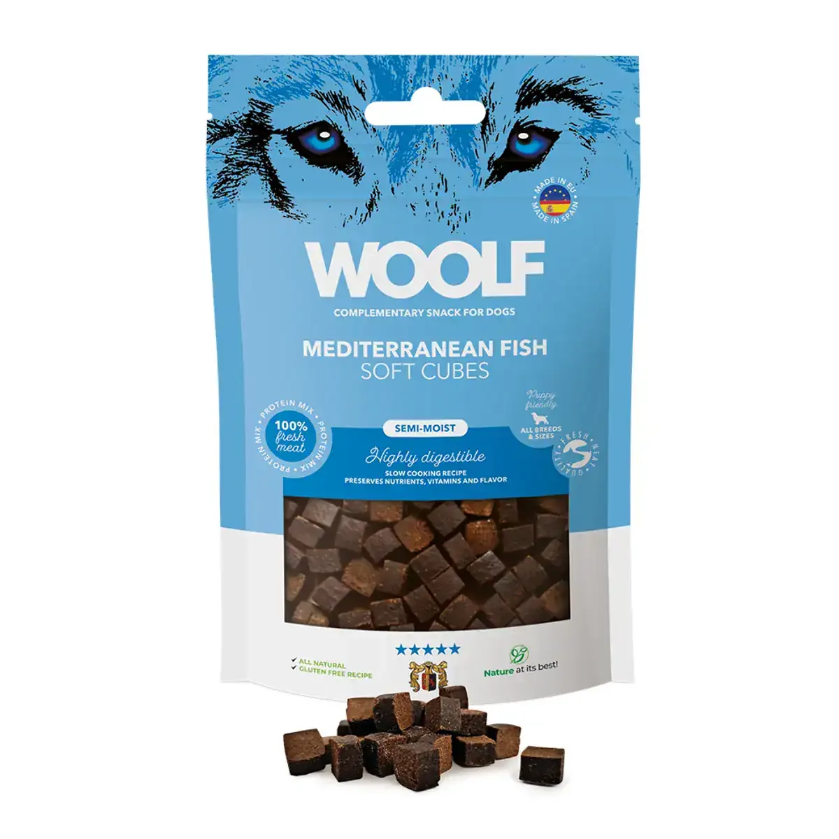 WOOLF Soft Cubes Medelhavsfisk – 100g