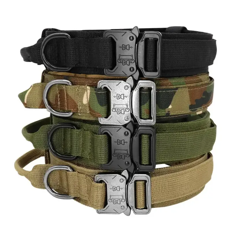 ZOLANDE – Robust Hundhalsband med Inkluderat Koppel. – Slitstarkt Nylon, Rostfria Kopplingar, Flera Handtag och Elastisk Koppel, För Medelstora till Stora Hundar